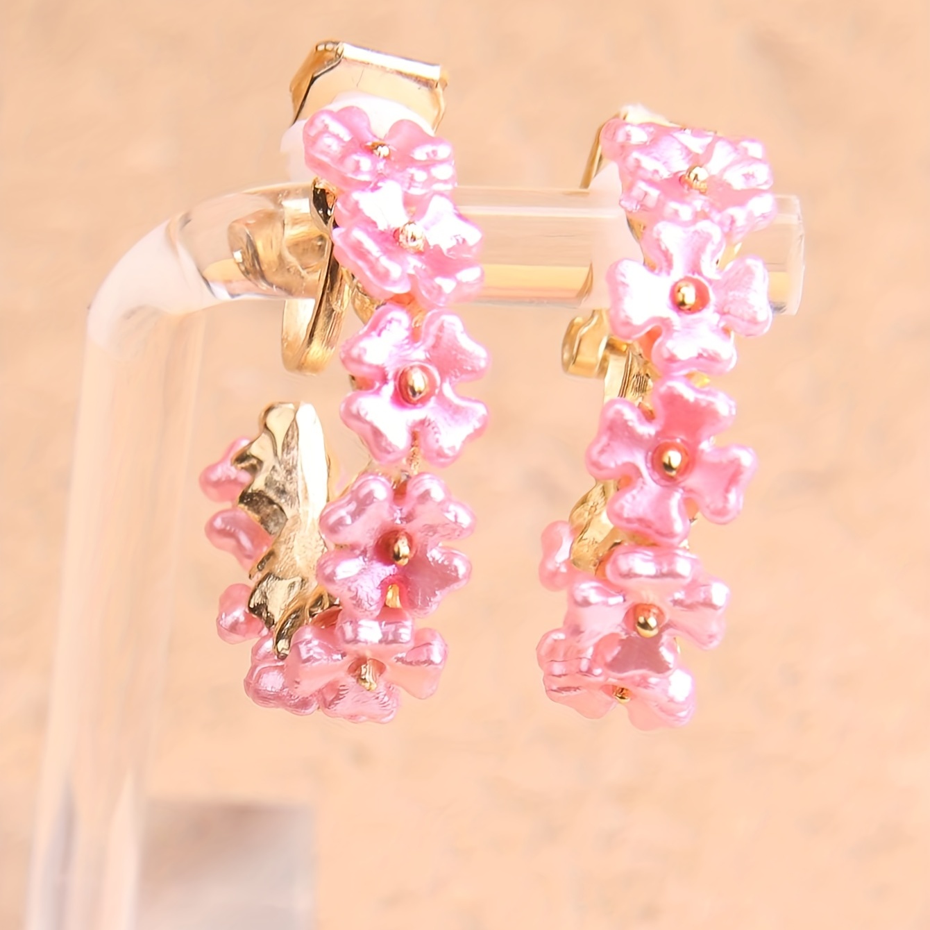 Floral Designed Round Ear Clips for Women